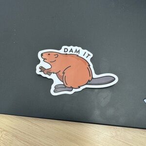 ‼️free with any order‼️Adorable Pacific Northwest beaver sticker saying dam it